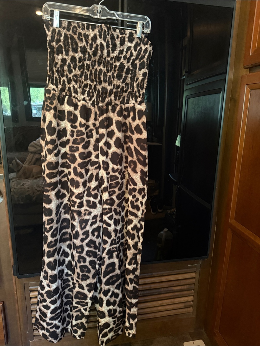 Strapless Animal Print Maxi Skirt - Beige & Black